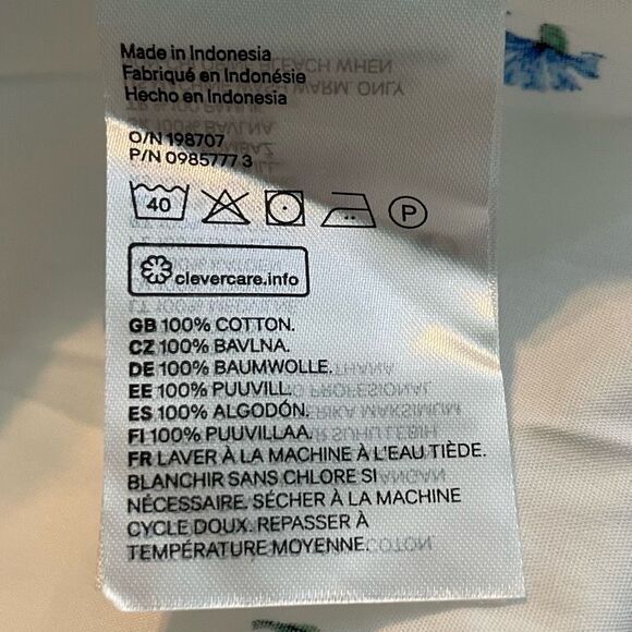 H&M Smocked Bodice Maxi Dress White Wildflower Collection White Blue Print L - Picture 10 of 10